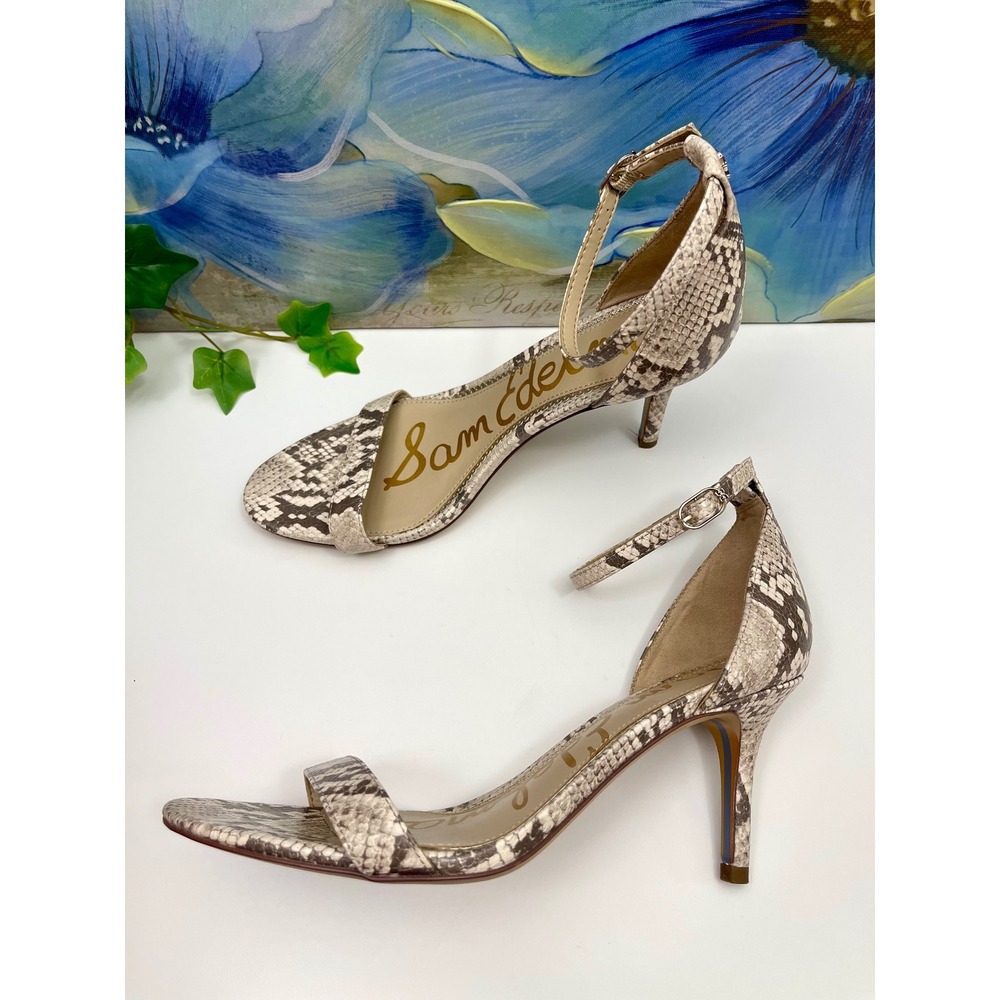 Sam Edelman Snakeskin Embossed Ankle Strap Stiletto Sandals Size 9.5 - Picture 5 of 9